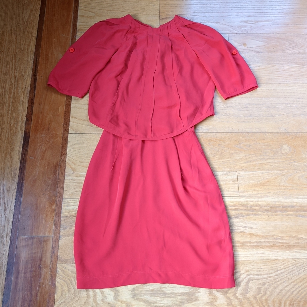Zac Posen red silk waisted dress 2